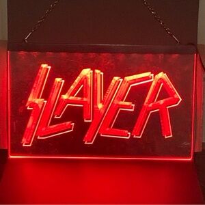 Etched Slayer illuminated LED Neon Sign. Ready to Hang - On/off switch Red Glow